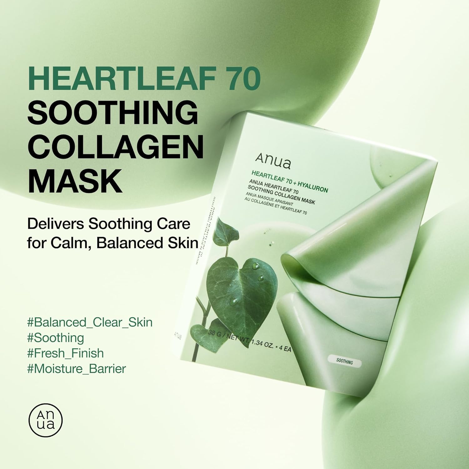 Nomierinoša hidrogela maska ar houtūniju Anua Heartleaf 70 Soothing Collagen Mask