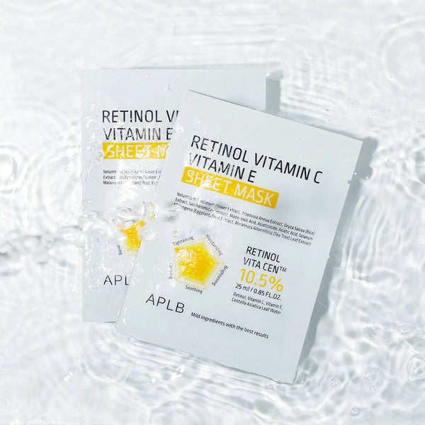 Питательная маска для лица с ретинолом и витаминами APLB Retinol Vitamin C Vitamin E Sheet Mask