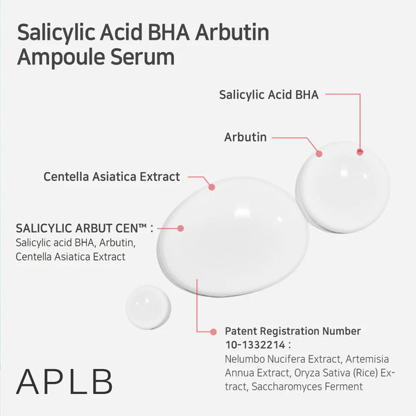 Puhastav ja helendav seerum salitsüülhappe ja arbutiiniga APLB Salicylic Acid BHA Arbutin Ampoule Serum