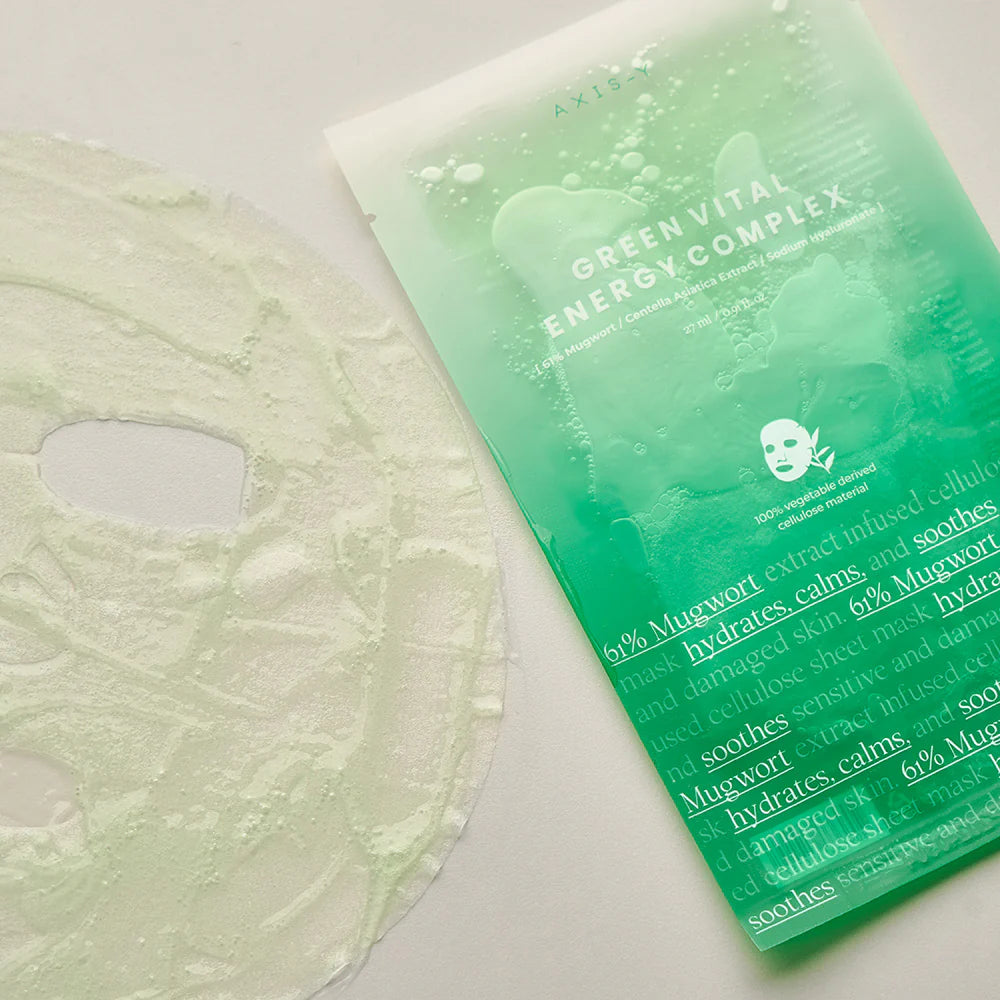 Nomierinoša auduma maska ar vērmelēm AXIS-Y 61% Green Vital Energy Complex Mask