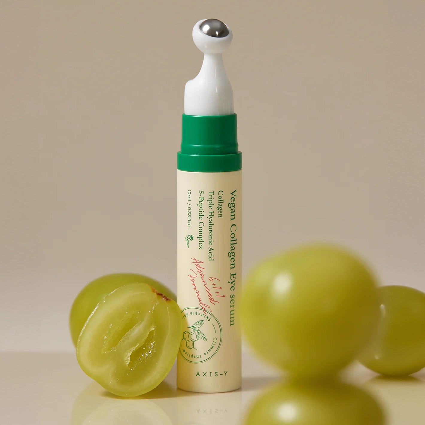 Peptīdu serums ādai ap acīm un masāžas aplikatoru AXIS-Y Vegan Collagen Eye Serum