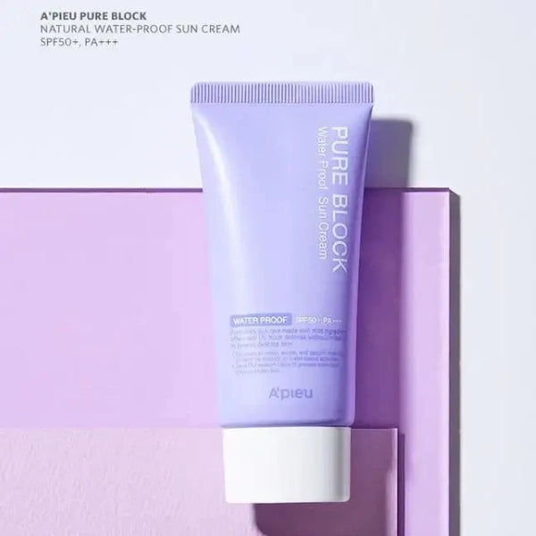 Ūdensizturīgs sauļošanās krēms priekš sejas A'pieu Pure Block Water Proof Natural Sun Cream SPF50 PA+++