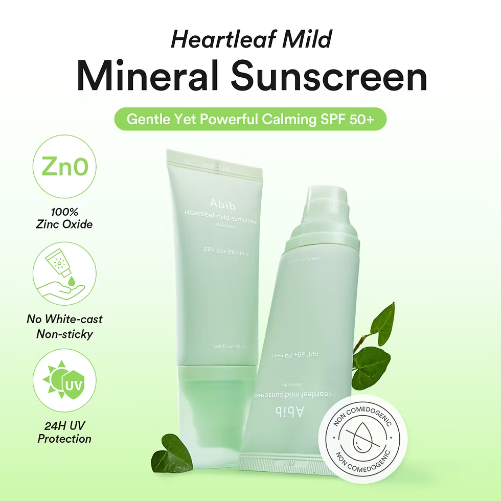 Успокаивающий солнцезащитный крем Abib Heartleaf Mild Sunscreen Relief Tube
