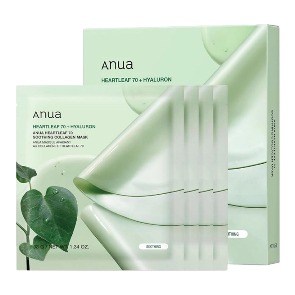 Nomierinoša hidrogela maska ar houtūniju Anua Heartleaf 70 Soothing Collagen Mask