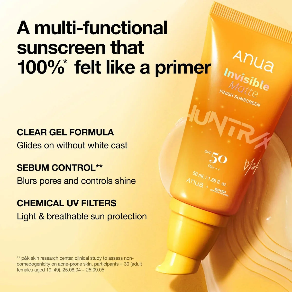 Матирующий солнцезащитный крем Anua K-Pop Demon Hunters Invisible Matte Finish Sunscreen