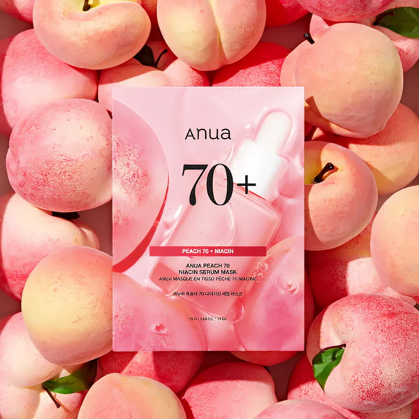 Auduma maska ar persiku ekstraktu un niacinamīdu Anua Peach 70 Niacin Serum Mask