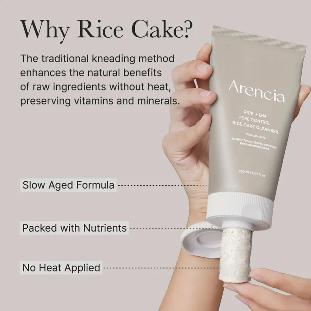 Пенка для глубокого очищения Arencia Rice + LHA Pore Control Rice Cake Cleanser