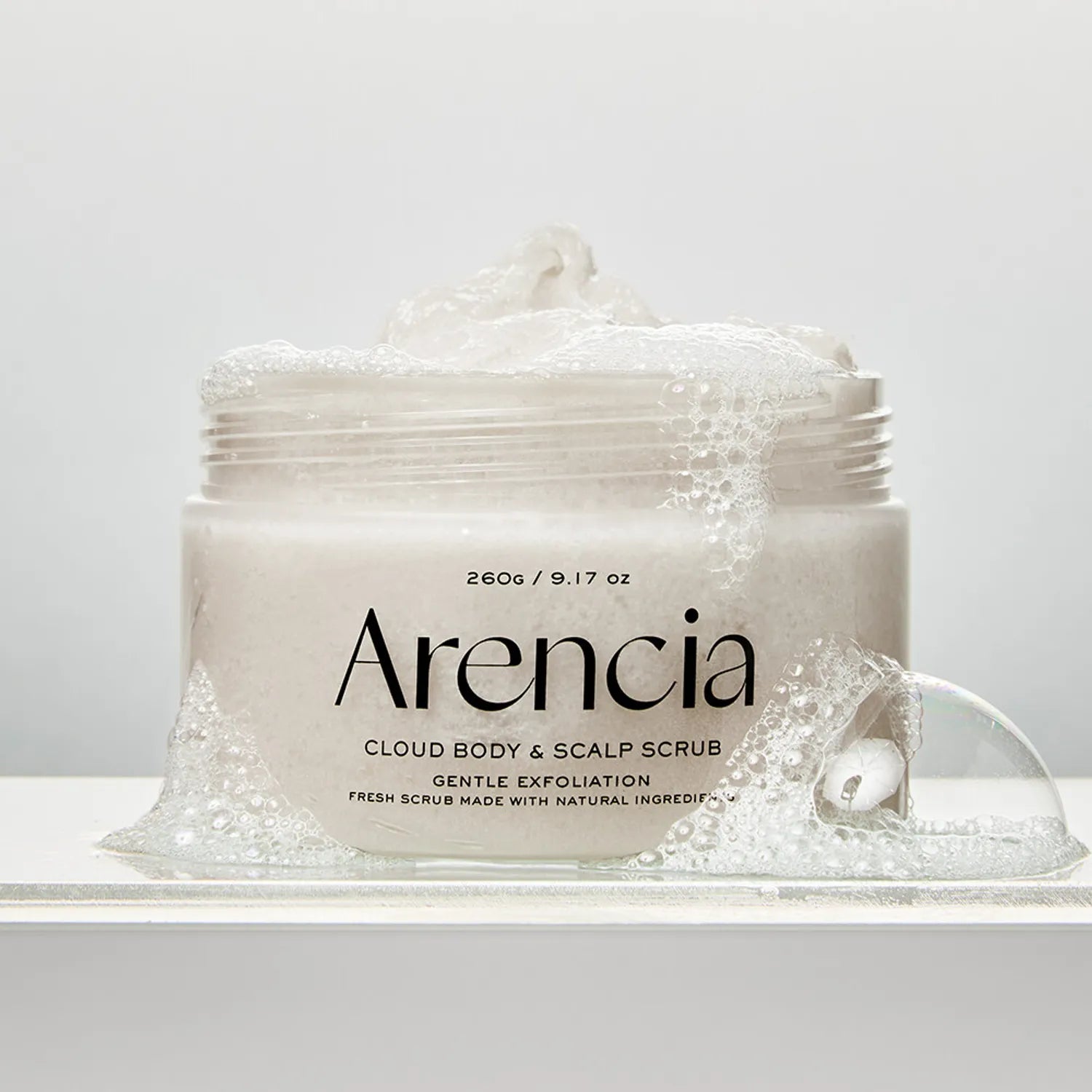 Õrn keha ja peanaha koorija valge tee ja neroliga Arencia Fresh Cloud Body & Scalp Scrub White Tea & Neroli