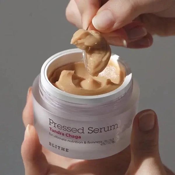 Presēts krēms-serums ar čagas sēņu ekstraktu priekš ādas elastībai Blithe Pressed Serum Tundra Chaga