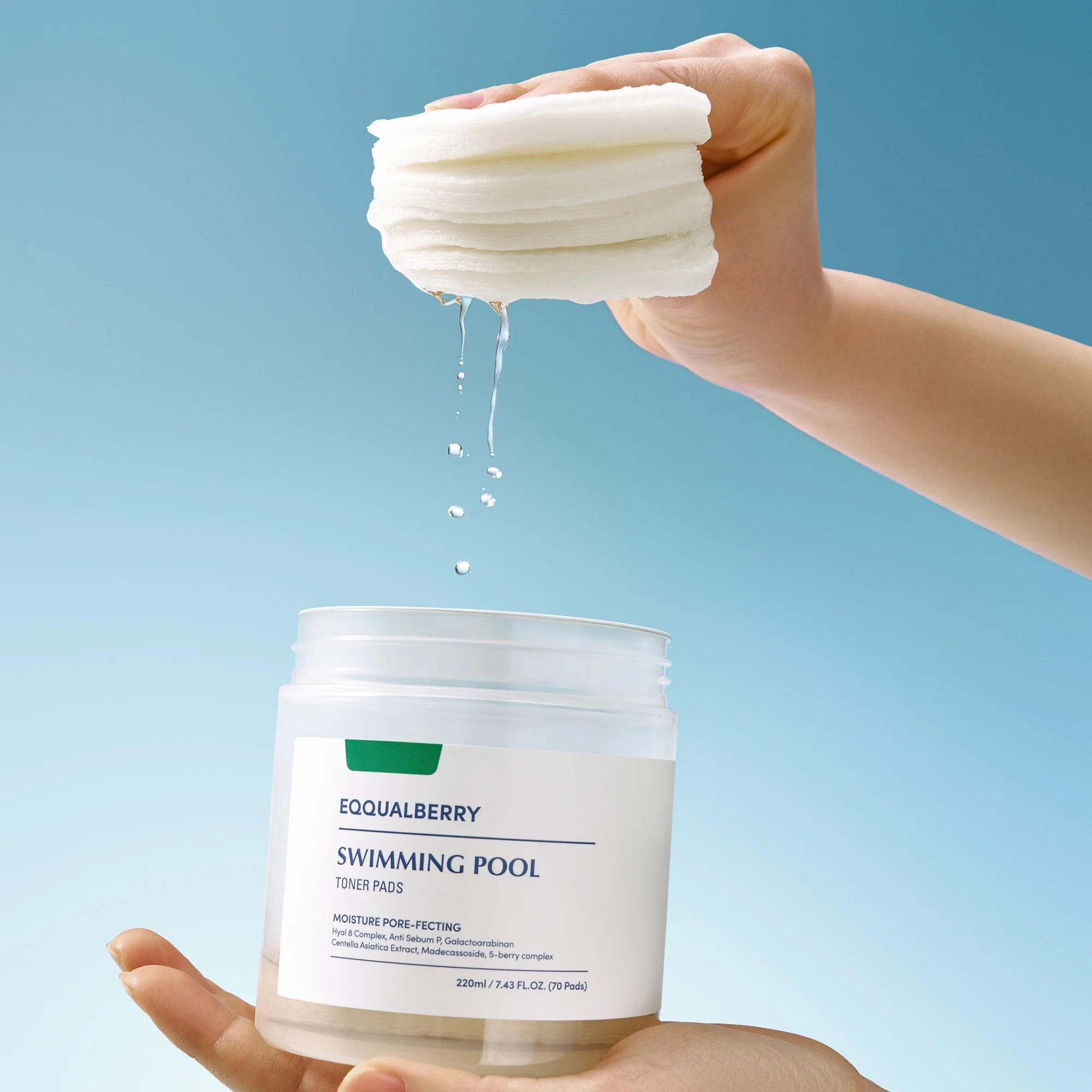 Увлажняющие и очищающие тонизирующие диски для лица EQQUALBERRY Swimming Pool Toner Pads