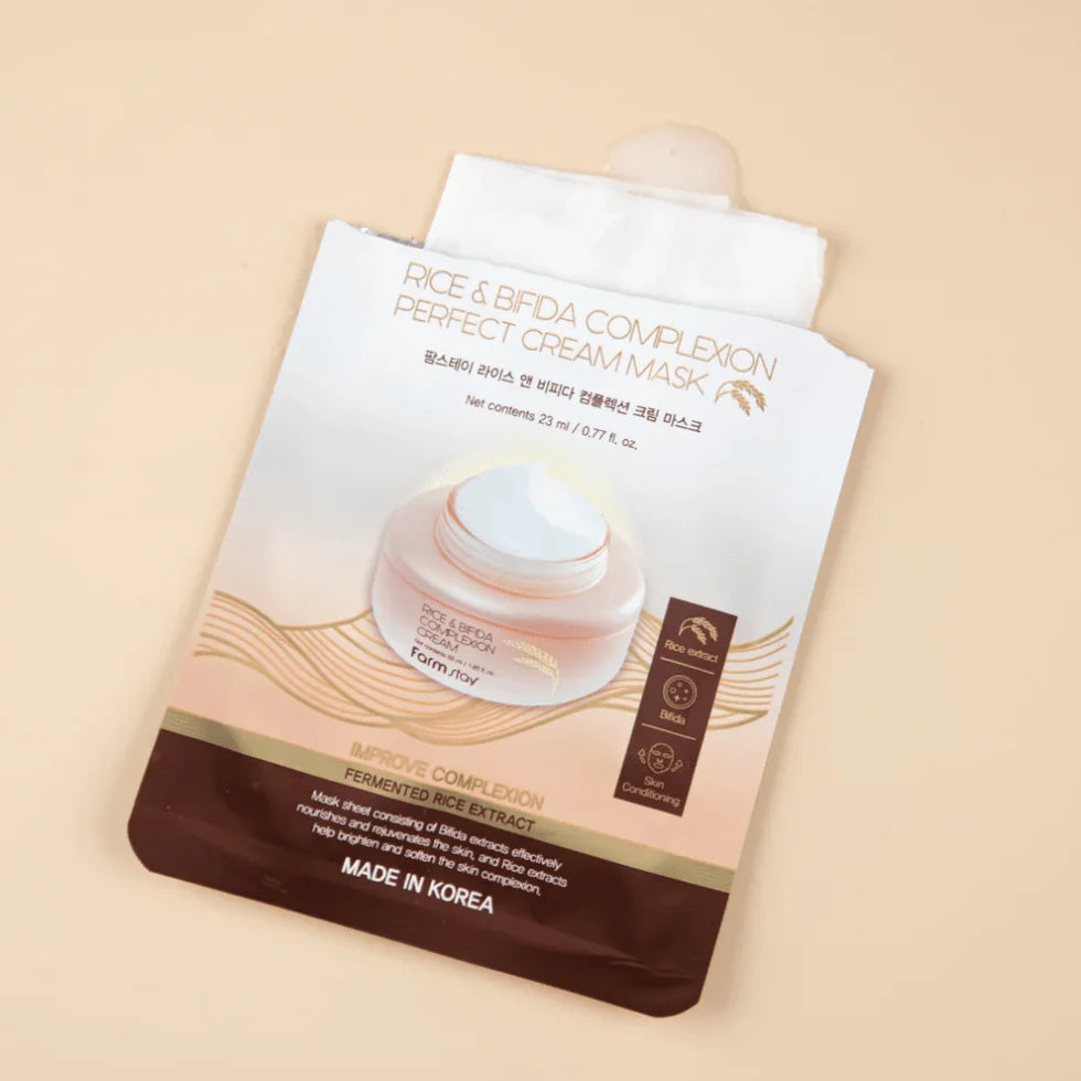 Кремовая тканевая маска FARMSTAY Rice & Bifida Complexion Cream Mask