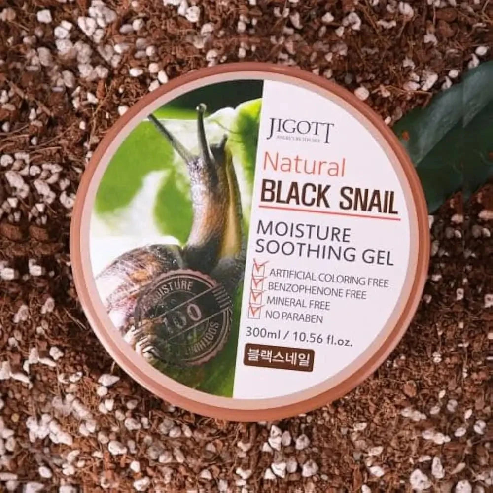 Mitrinošs gēls ar gliemeža mucīna ekstraktu Jigott Natural Black Snail Moisture Soothing Gel