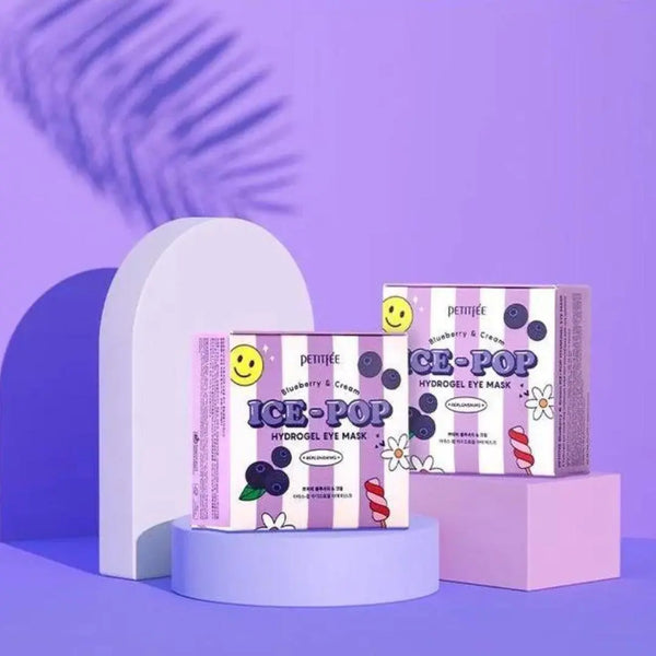 Barojoši spilventiņi ādai zem acīm ar mellenēm un saldo krējumu Koelf blueberry & cream eye masks