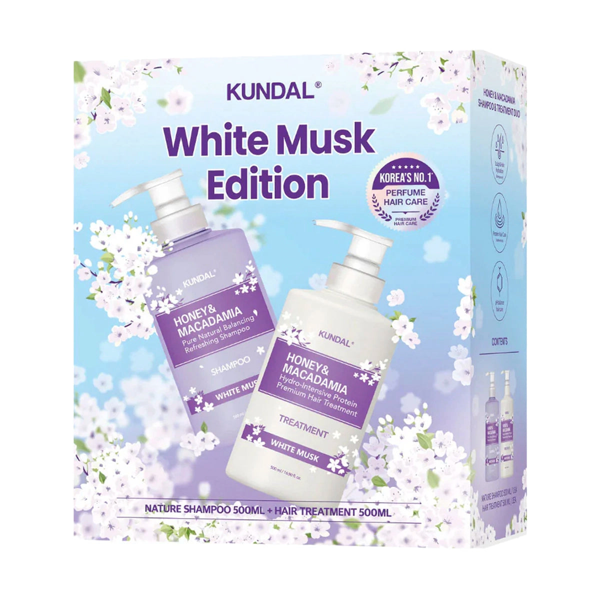 Набор для ухода за волосами Kundal White Musk Edition - Honey & Macadamia Shampoo+Treatment