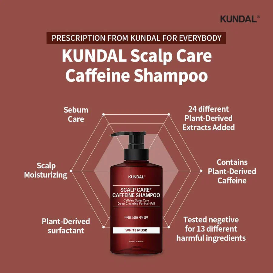 Tugevdav šampoon Kundal Caffeine Shampoo White Musk