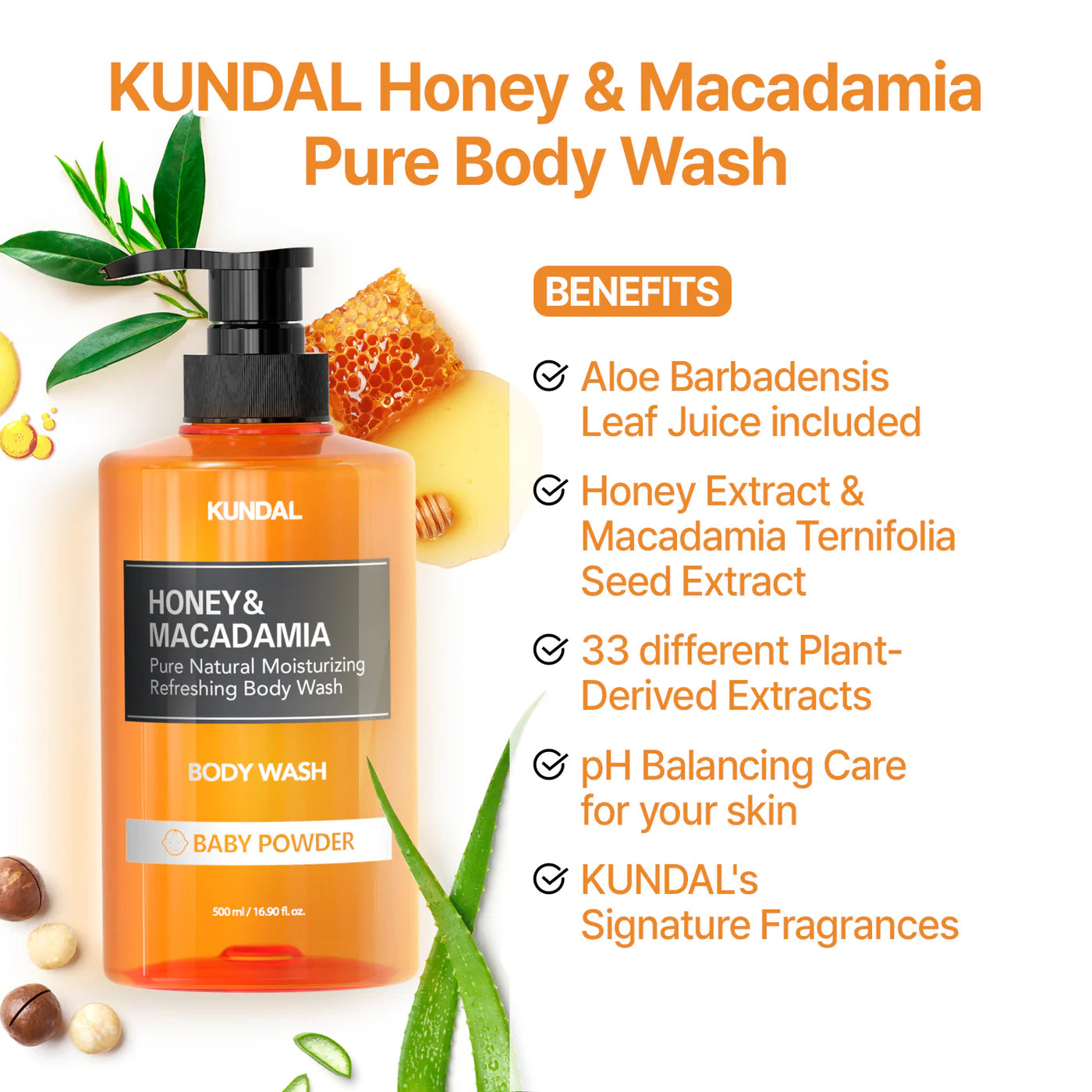 Деликатный гель для тела Kundal Honey & Macadamia Pure Body Wash