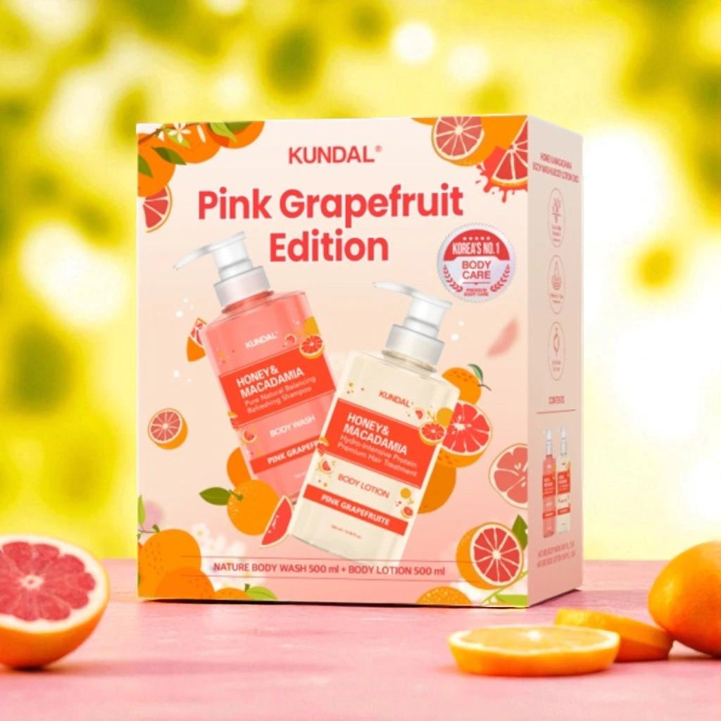 KUNDAL Honey & Macadamia Body Wash & Lotion Duo Pink Grapefruit Edition