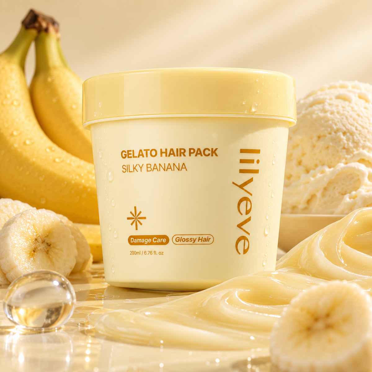 Маска для блеска волос Lilyeve Repair: Turn Gelato Hair Pack Silky Banana