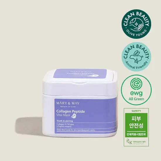Mitrinošu liftinga masku komplekts ar peptīdiem MARY&MAY Collagen Peptide Vital Mask