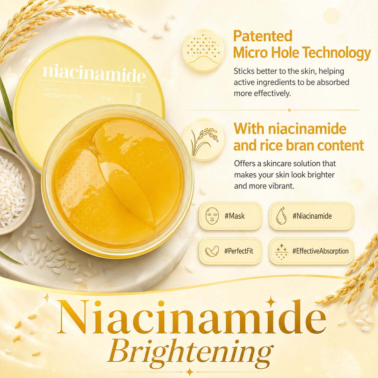 Осветляющие патчи для глаз Missha Airy Fit Niacinamide Brightening Face&Eye Patch