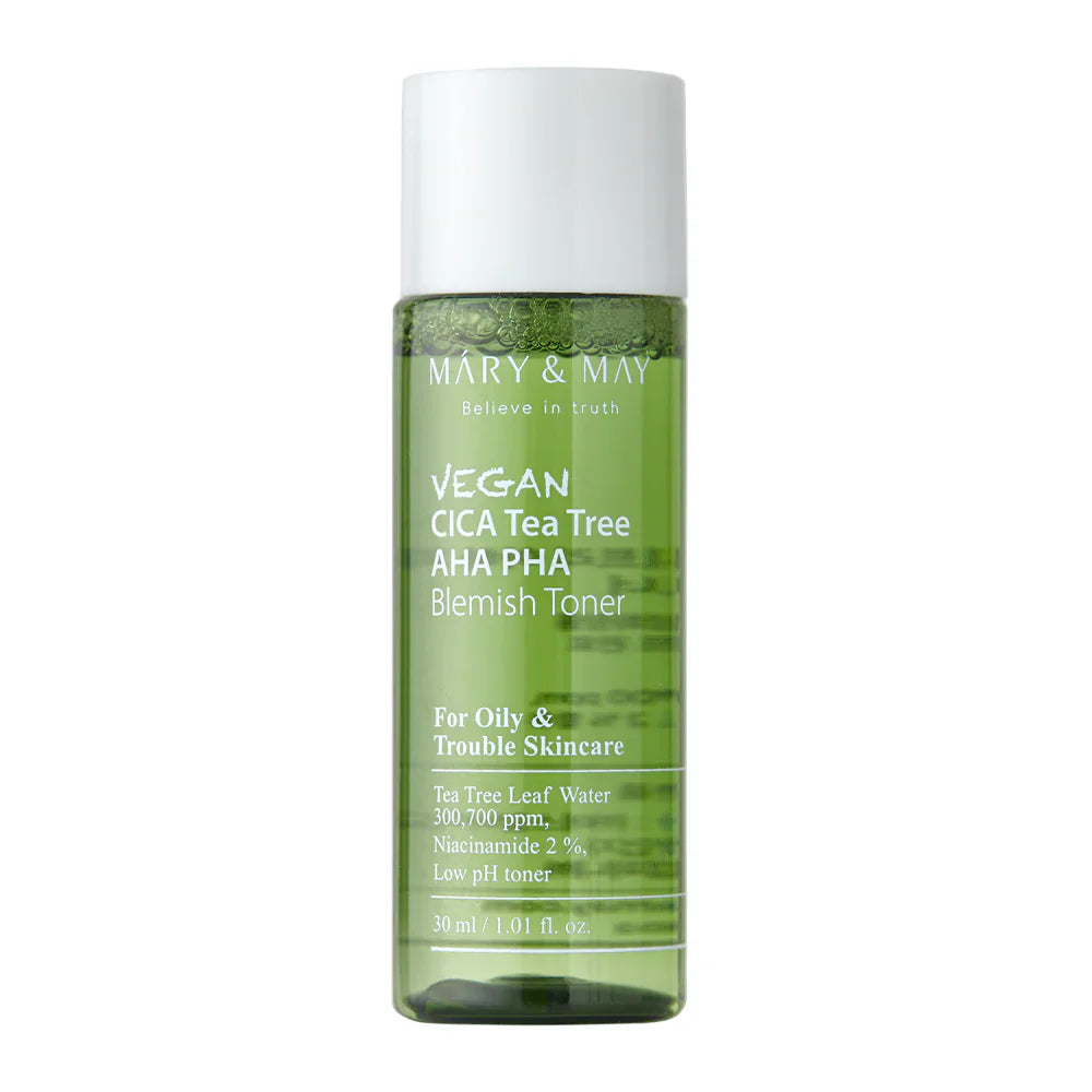 Nomierinošs toniks problemātiskais ādai Mary&May Vegan CICA Tea Tree AHA PHA Toner