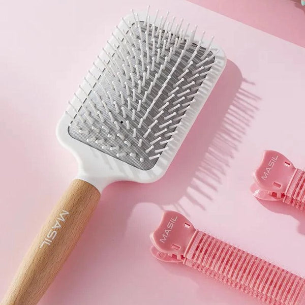 Koka matu suka ar antistatisku efektu Masil Wooden Paddle Brush