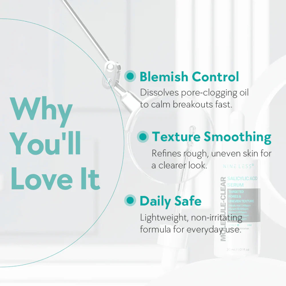BHA сыворотка для очищения пор Nine Less Molecule-Clear Salicylic Acid Serum