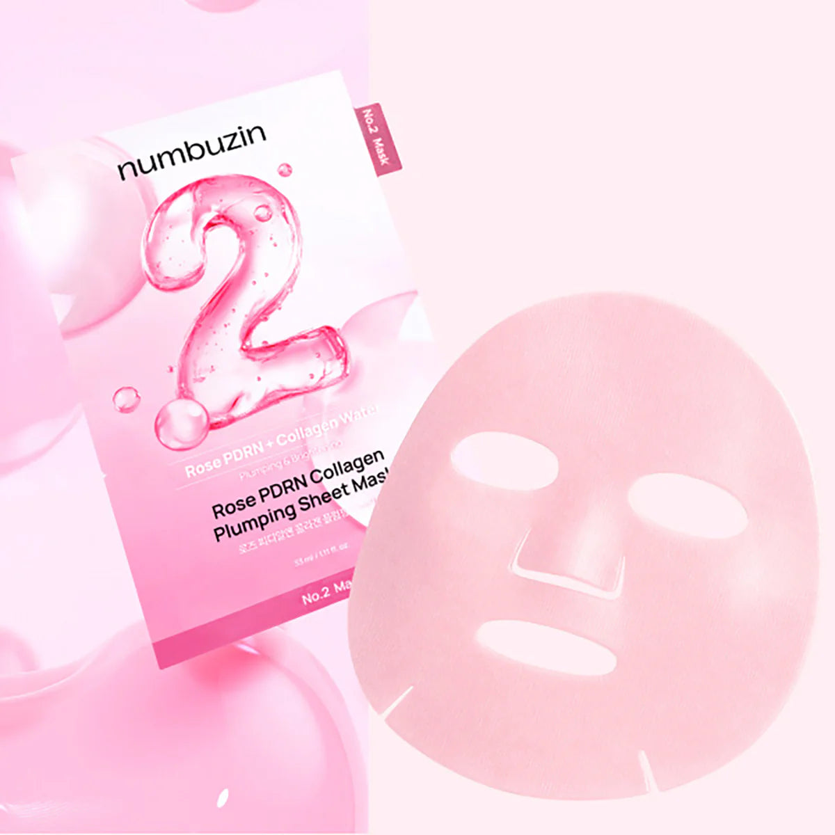 Маска с ПДРН и коллагеном Numbuzin No.2 Rose PDRN Collagen Plumping Sheet Mask
