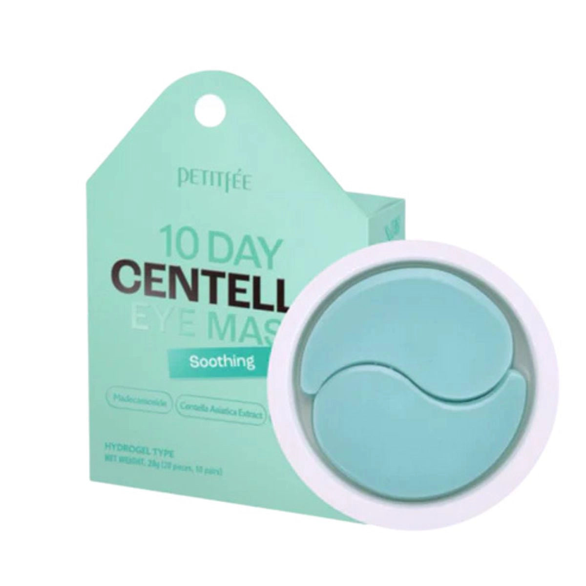 Ādu nomierinoši hidrogela spilventiņi Petitfee 10 Day Centella Eye Masks Soothing