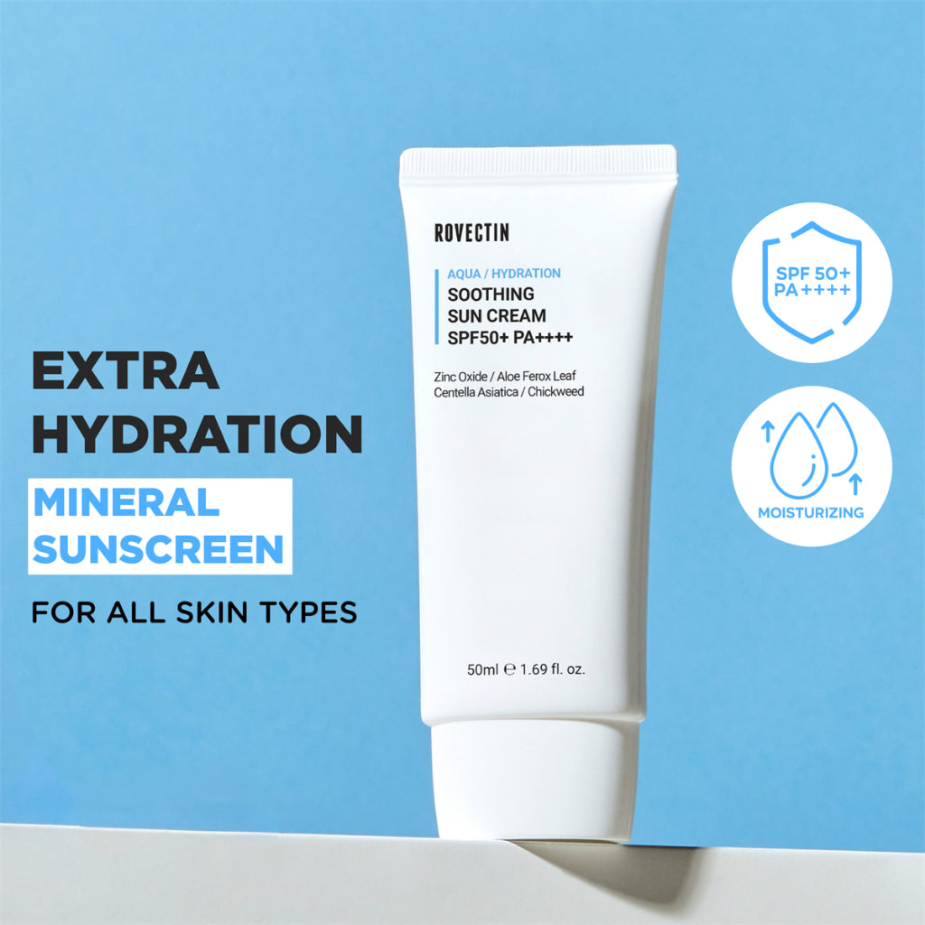 Минеральный солнцезащитный крем ROVECTIN Aqua Soothing Sun Cream SPF50+ PA++++