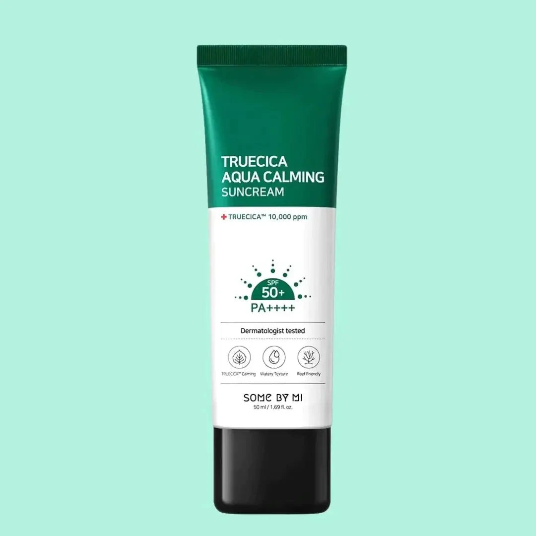 Saules aizsargkrēms ar Āzijas centellas ekstraktu Some By Mi Truecica Aqua Calming Sun Cream SPF 50+ PA ++++
