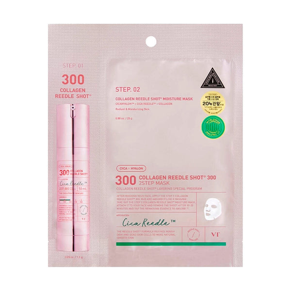 Kollageenimask mikronõeltega naha sileduseks ja elastsuseks VT Cosmetics Collagen Reedle Shot 300 2Step Mask