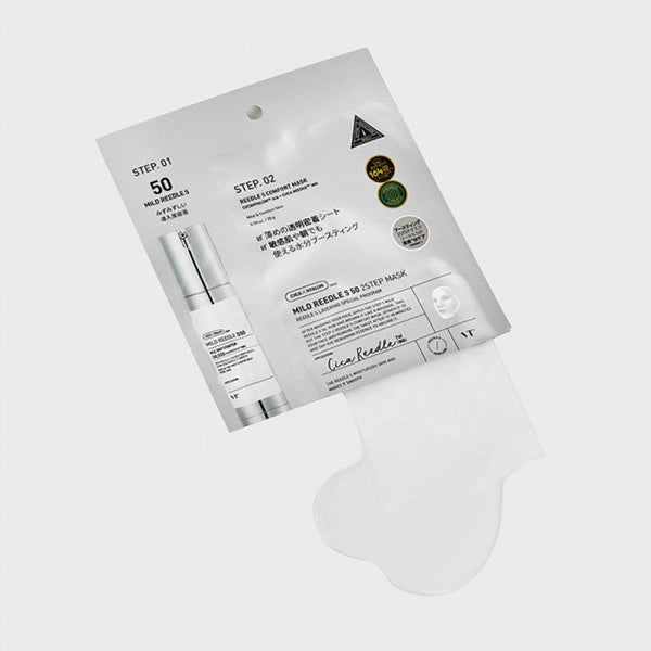 Maiga divu tekstūru maska ar mikroadatām VT Cosmetics Mild Reedle Shot 50 2 Step Mask