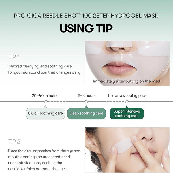 Divu tekstūru hidrogela maska ar centellu VT Cosmetics Pro Cica Reedle Shot 100 2Step Hydrogel Mask