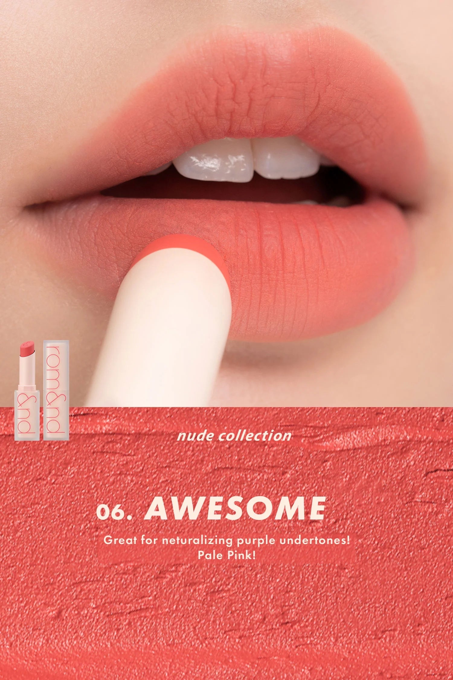 Gaisīga un matēta lūpu krāsa Rom&Nd Zero Matte Lipstick