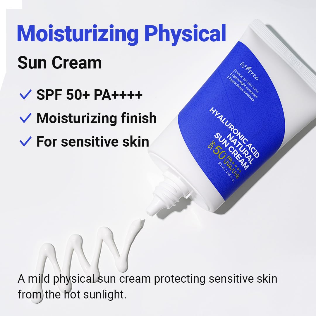 Mitrinošs minerālu saules aizsargkrēms IsNtree Hyaluronic Acid Natural Sun Cream SPF50+ PA++++