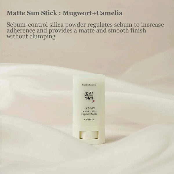 Saules aizsargzīmulis ar vībotni un kamēliju Beauty of Joseon Matte Sun Stick: Mugwort + Camilia