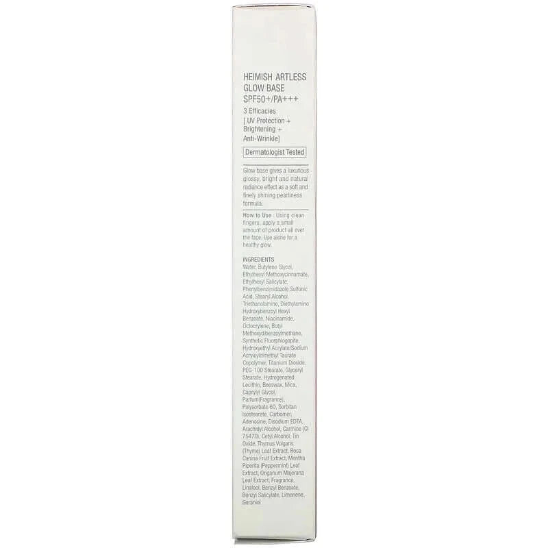 Bāze pirms meikapa ar mirdzuma efektu Heimish Artless Glow Base SPF50+/PA+++