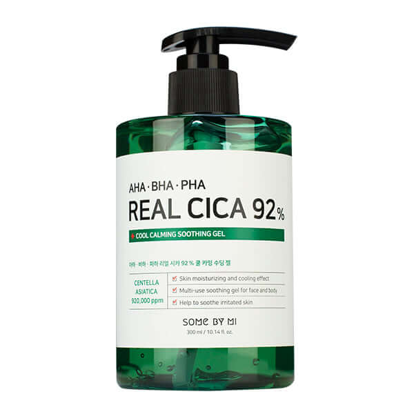 Daudzfunkcionāls nomierinošs gels ar skābēm Some By Mi AHA BHA PHA Real Cica 92% Cool Calming Soothing Gel