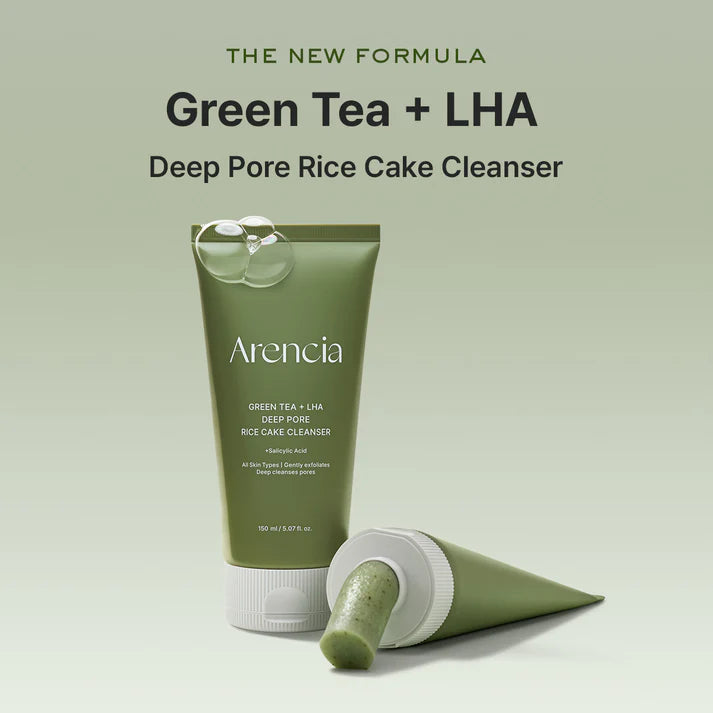 Очищающая пенка с зелёным чаем Arencia Green Tea + LHA Deep Pore Rice Cake Cleanser