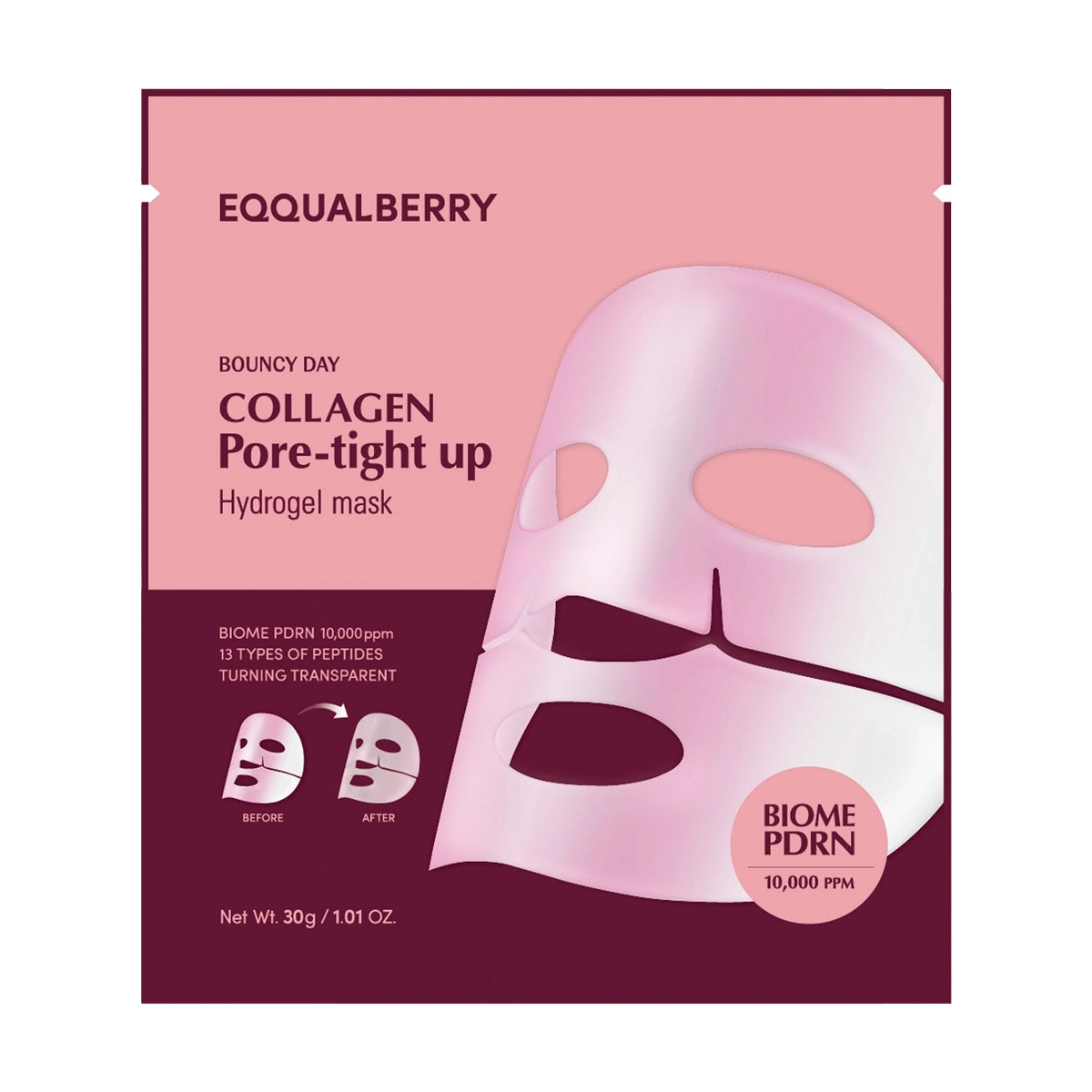 Коллагеновая маска для гладкости и упругости кожи EQQUALBERRY Collagen Pore Tight Up Hydrogel Mask