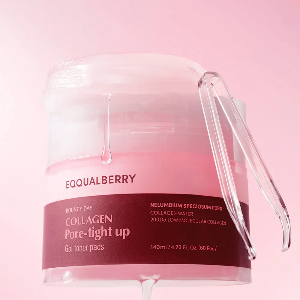 Kollageeniga geelpadjad pooride ahendamiseks EQQUALBERRY Collagen Pore-Tight Up Gel Toner Pads