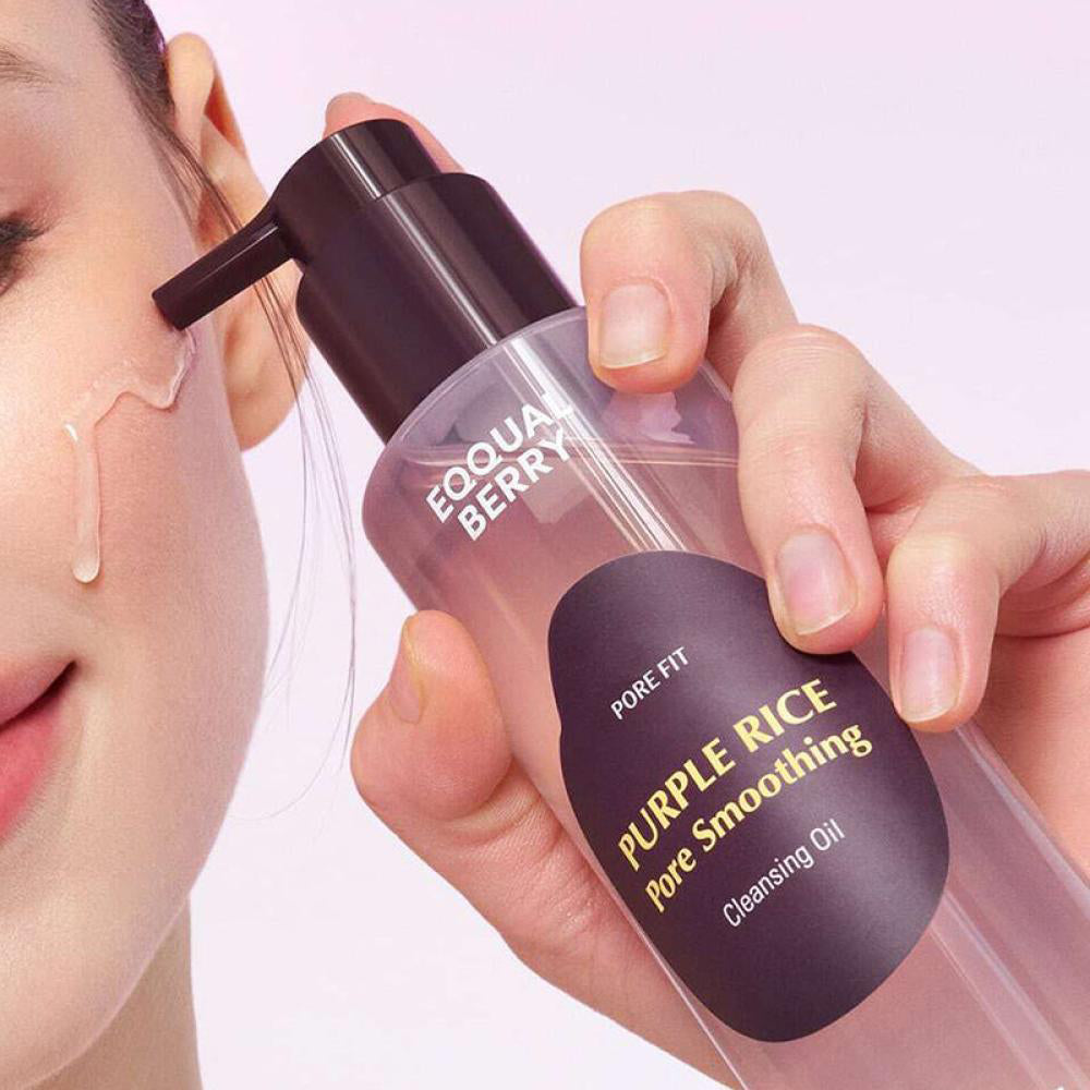 Гидрофильное масло дляочищения пор EQQUALBERRY Purple Rice Pore Smoothing Cleansing Oil