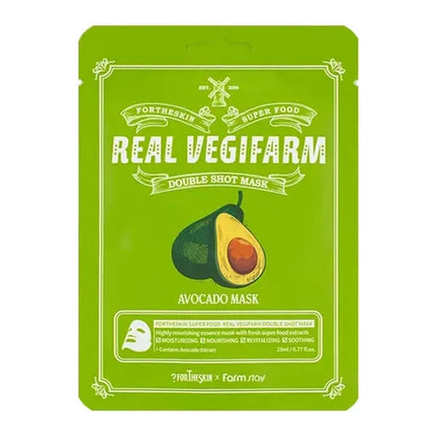 Auduma maskas sejai Fortheskin Super Food Real Vegifarm Double Shot Mask  Fortheskin Avocado  