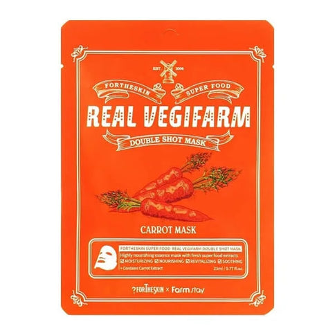 Auduma maskas sejai Fortheskin Super Food Real Vegifarm Double Shot Mask  Fortheskin Carrot  