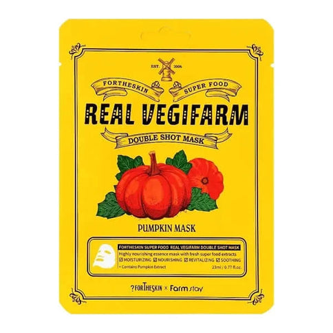 Auduma maskas sejai Fortheskin Super Food Real Vegifarm Double Shot Mask  Fortheskin Pumpkin  