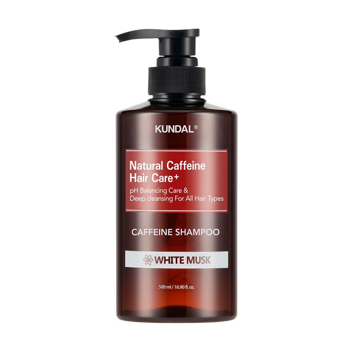 Балансирующий укрепляющий шампунь Kundal Caffeine Shampoo White Musk