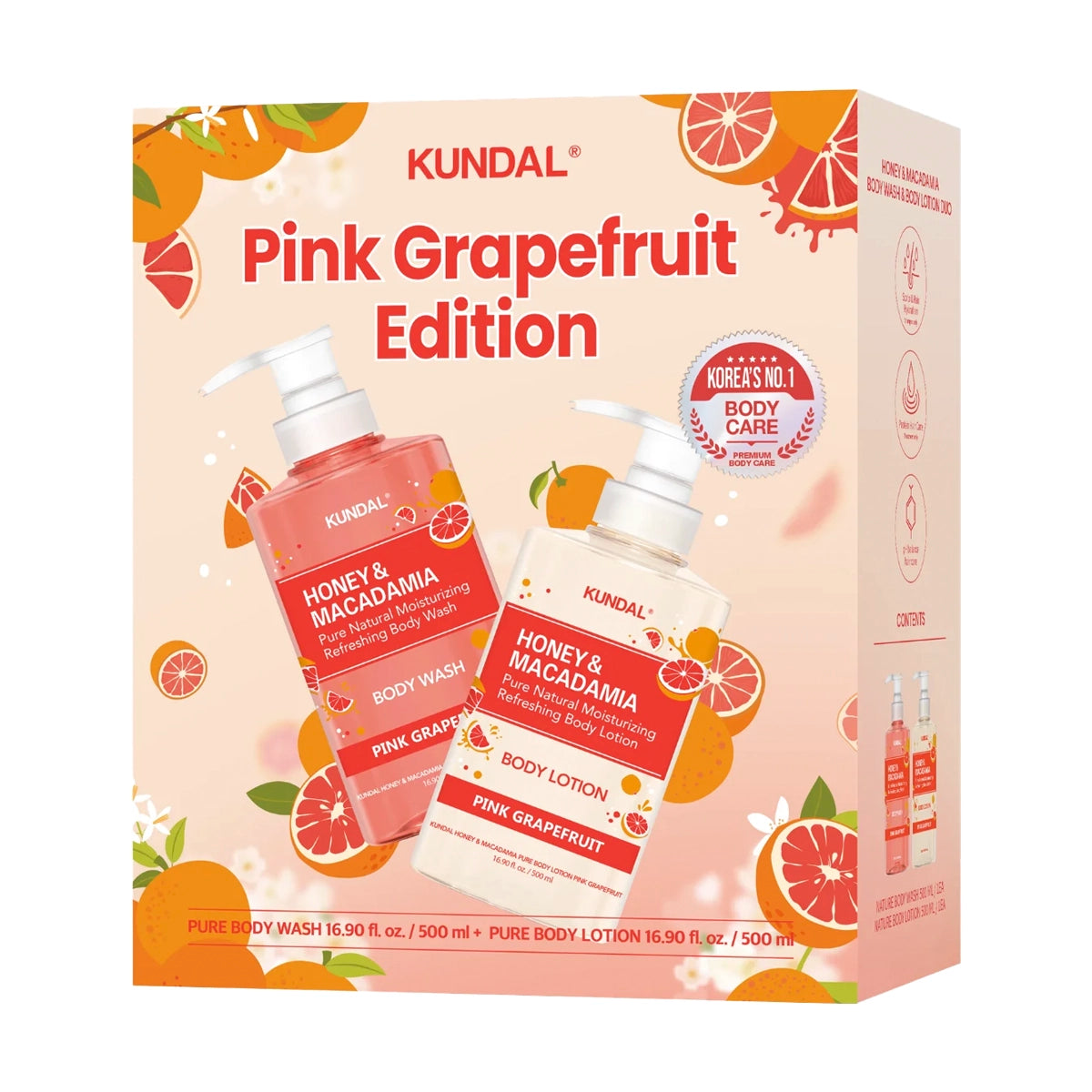 KUNDAL Honey & Macadamia Body Wash & Lotion Duo Pink Grapefruit Edition