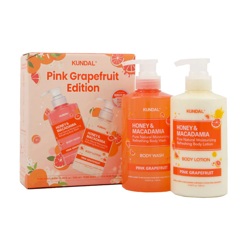 KUNDAL Honey & Macadamia Body Wash & Lotion Duo Pink Grapefruit Edition