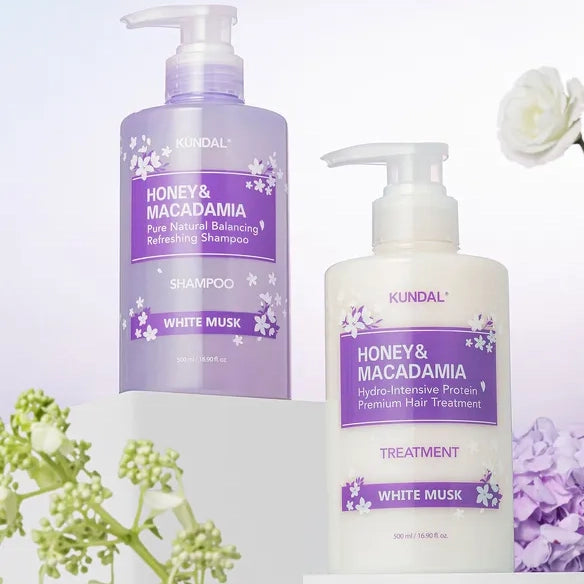 Набор для ухода за волосами Kundal White Musk Edition - Honey & Macadamia Shampoo+Treatment